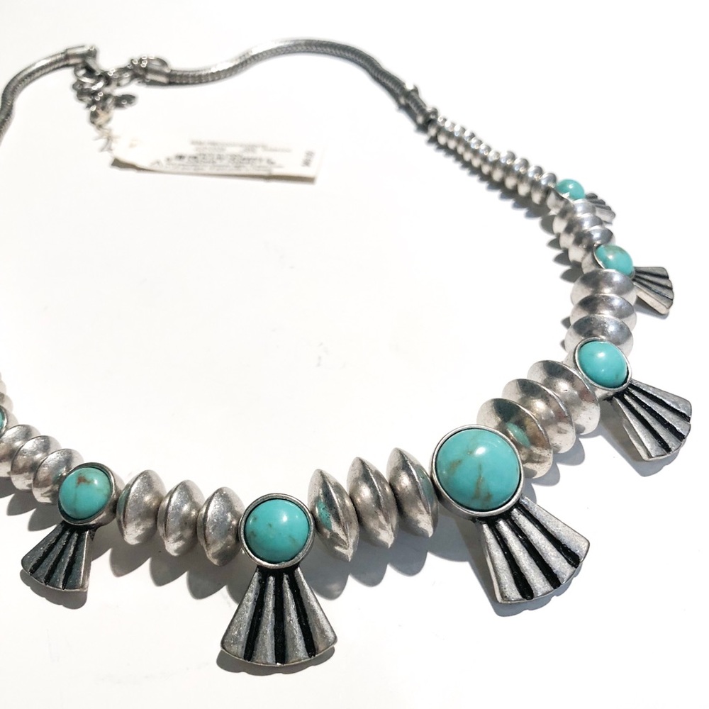 Lucky Brand Silvertone Turquoise Collar Necklace